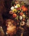 Cabeza de mujer con flores Realista pintor Gustave Courbet
